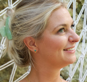 Mini Turquoise gemstone stud earrings