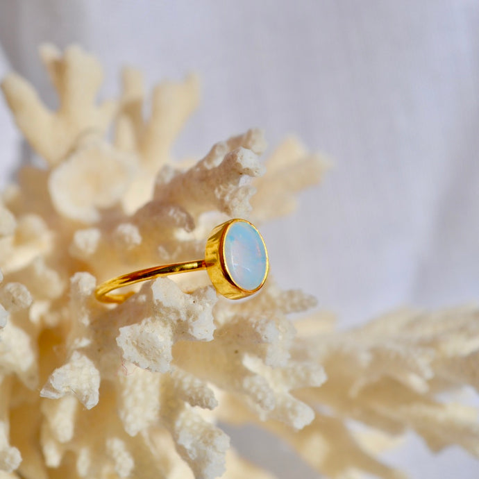 Adjustable Blue Opal ring